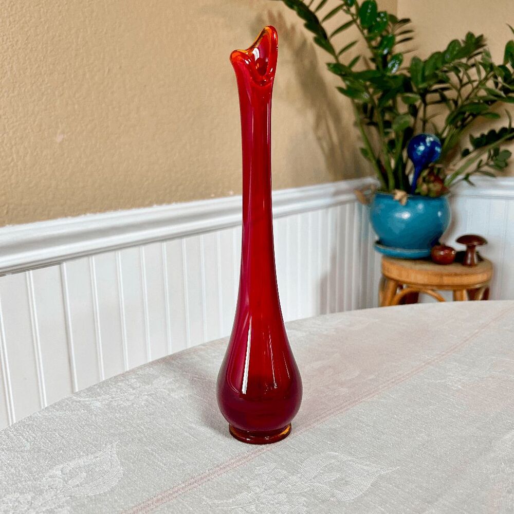 Vintage MCM LE Smith Amberina Smoothie Bud Vase